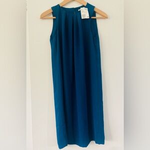 NWT Women's H&M Crepe Chiffon Sleeveless Knee Length Dress Dark Teal Blue Size 0